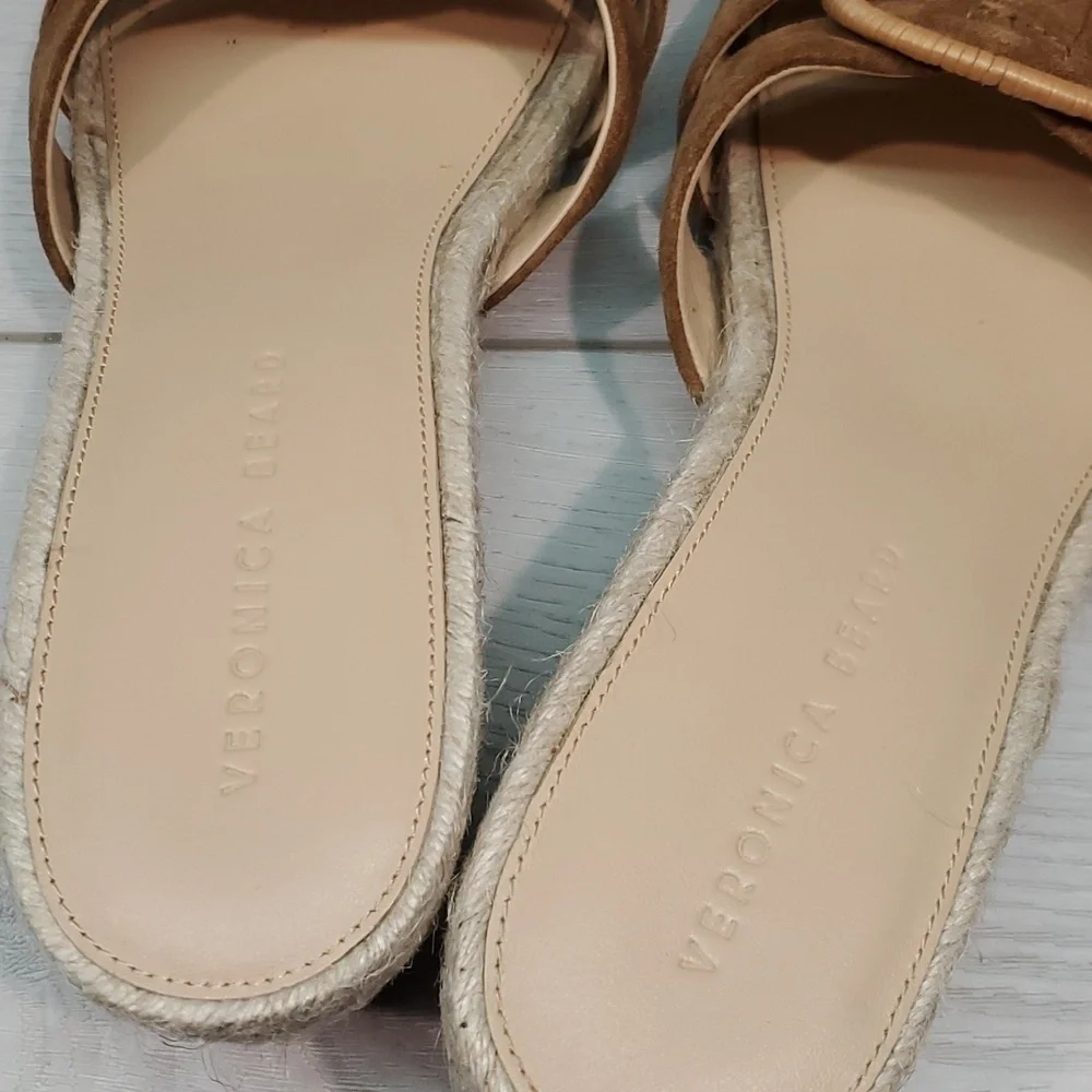 Veronica Beard Womens Espadrille Wedge Leather Sandals shoes sz 8.5